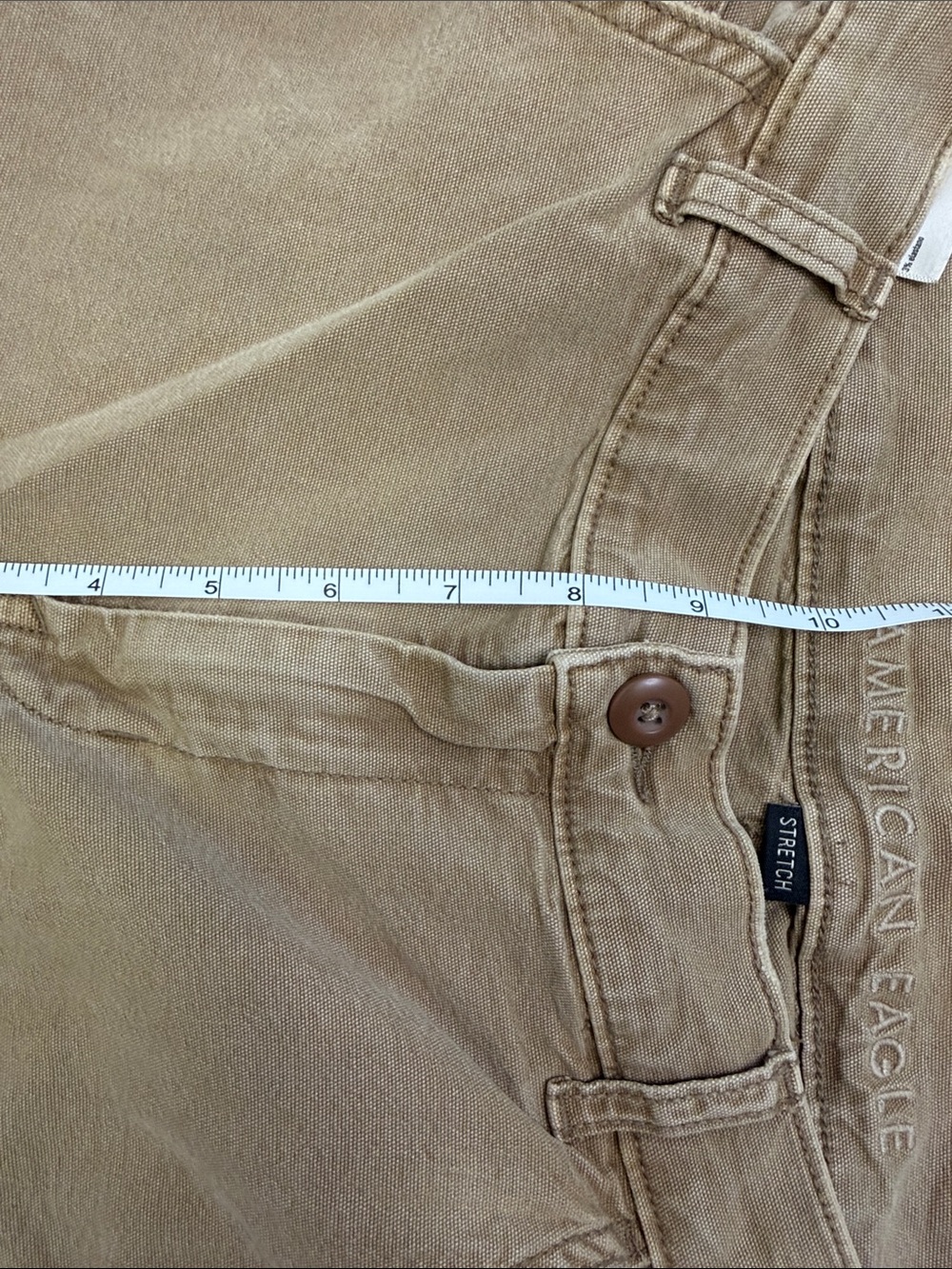 American Eagle High Rise Straight Khaki Cargo Pants - Picture 8 of 9
